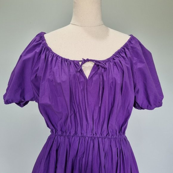 Matteau Purple Organic Cotton Drawcord Midi Dress Size 3 - Picture 6 of 11